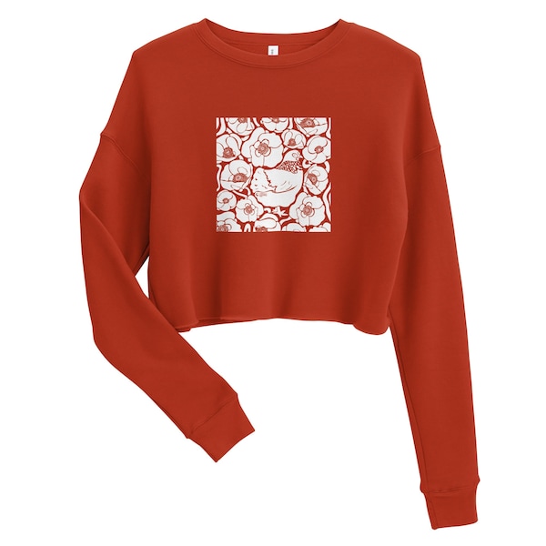 Poppy Hen - Crop Sweatshirt - floral - boho - womens clothing - chicken shirt -cropped shirt