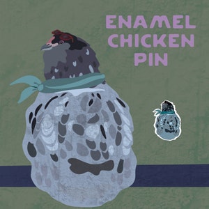 Chicken pin - enamel - backyard chickens - hens - folk art - therapy chickens - chicken lovers - Thelma and Louise