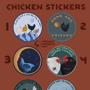 Chicken stickers - bumper sticker - bird art - chicken art - chicken lady - chicken lover - pet chickens - chicken gifts - backyard chickens