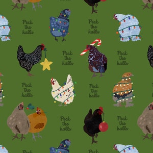 gift wrap - CHRISTMAS CHICKENS - wrapping paper - Christmas - backyard chickens - chicken lover - boutique paper - scrapbooking