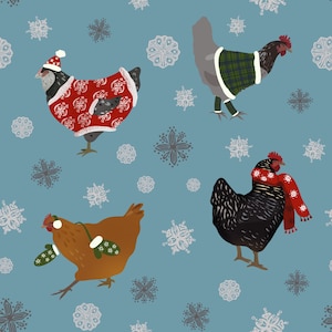 gift wrap - HOLIDAY CHICKENS wrapping paper - Christmas - backyard chickens - chicken lover - boutique paper - scrapbooking