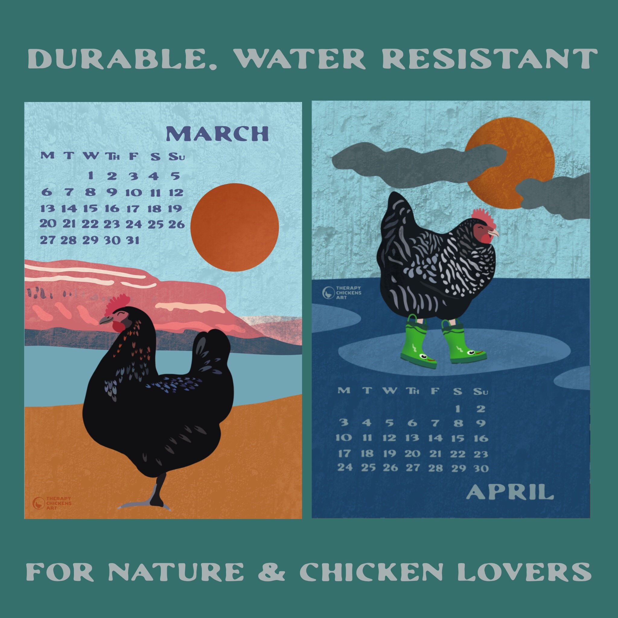 2023 Wall Calendar HENS & NATURE High Quality Artsy - Etsy