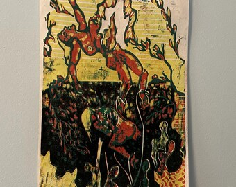 I Choose – 20.5x29cm Original Woodcut Print | Figurative Reduction Print | Limited Edition of 10