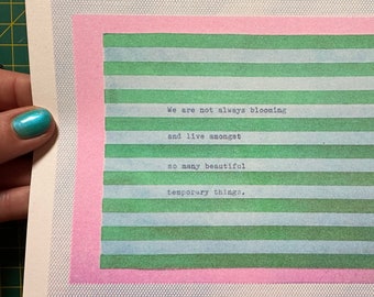 Deadheading – A5 Risograph Print with Typewritten Poem | Sweet Nothings Series | Limited Edition Pastel Wall Art