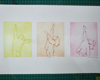 Hope - Ets - Originele eenmalige monoprint, beschikbaar gemonteerd op A3