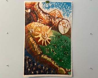 Solstice – 28.5x44cm Original Woodcut Print | Handprinted Reduction Print | Limited Edition of 8 on Shoji Paper