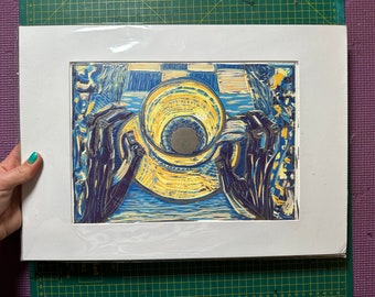 The Moment Just Before I - Original Woodcut Reduction, Signed Edition of 6