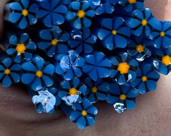 Coe 96 Murrini Flowers Blue and Marigold Flowers 1 oz