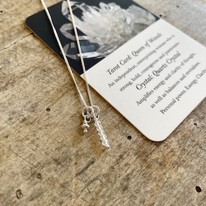 Queen Of Wands Quartz Crystal Sterling Silver Tarot Necklace