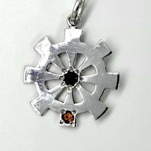 BUDDHIST WHEEL Sterling Silver, pendant with 20inch  silver Necklace, perfect Religious Gift.