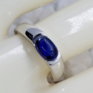Blue Sapphire Sterling Silver Ring, September Birthstone ,promise ring-US Size 7