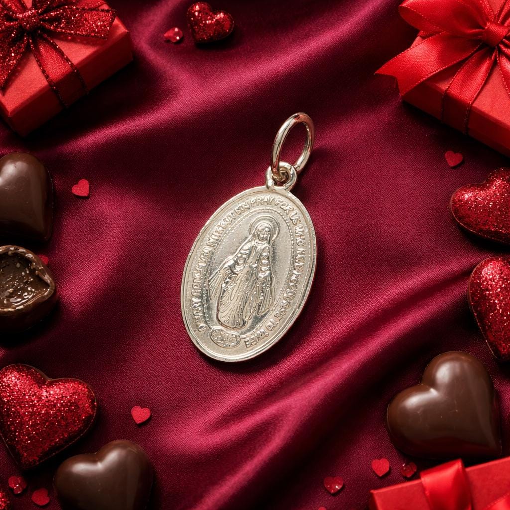 Sterling Silver Miraculous Medal Pendant, Dainty Oval Virgin Mary ...