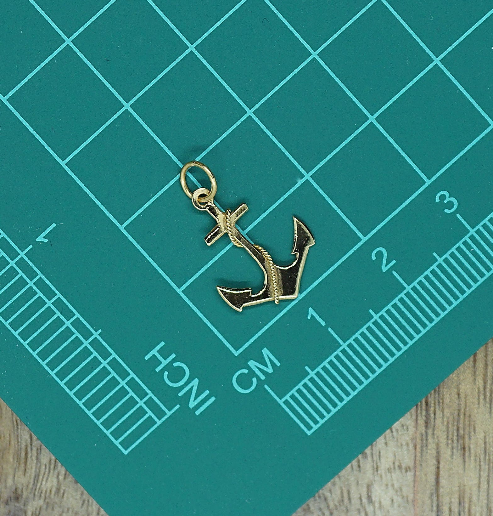 22K Solid Gold Anchor Charm Pendant Christmas Giftunisex Etsy