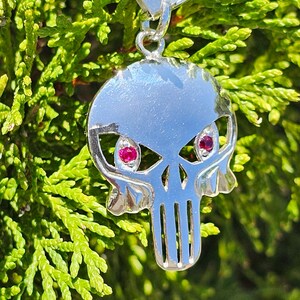 Skull Pendant 925 silver with 24inch 5mm Curb Chain Punshisher Halloween Pendant