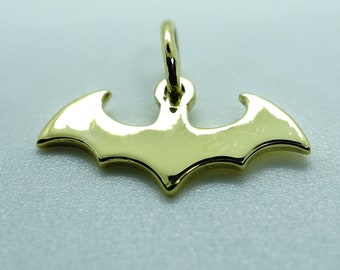 Colgante de murciélago de oro macizo de 14K (585) o plata hecho a mano, regalo de aniversario, regalo de Navidad, colgante de joyería unisex.