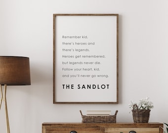 Sandlot, utskrivbart citat om Sandlot, väggdekor i pojkrum, basebollbarnkammardekor, pojkrumsdekor, digital nedladdning