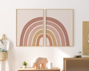 Rainbow wall art, Set of 2 rainbow prints, Girls bedroom decor, girl boho nursery prints, girl bedroom print, boho rainbow, ERTH
