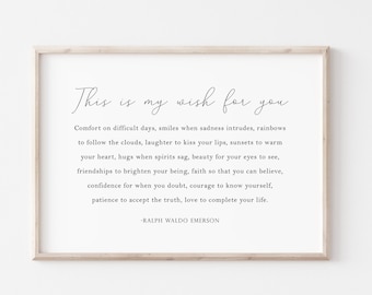 This is my wish for you Ralph Waldo Emerson quote,  Ralph Waldo Emerson sign, literary quote wall art, literature quote, DIGITAL DOWNLOAD