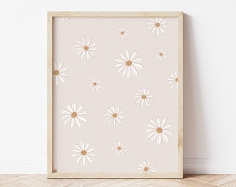 Boho Floral Print, floral wall art, boho daisy nursery print, girls nursery print, boho flower print, DIGITAL DOWNLOAD, ERTH