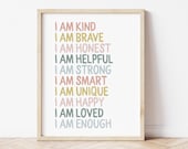 Kid Affirmations, Kid affirmation print, kid inspirational poster, girl nursery print, playroom print, girl playroom wall art