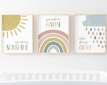 You Are My Sunshine Inspirational Children's Posters Unisex Artwork Prints