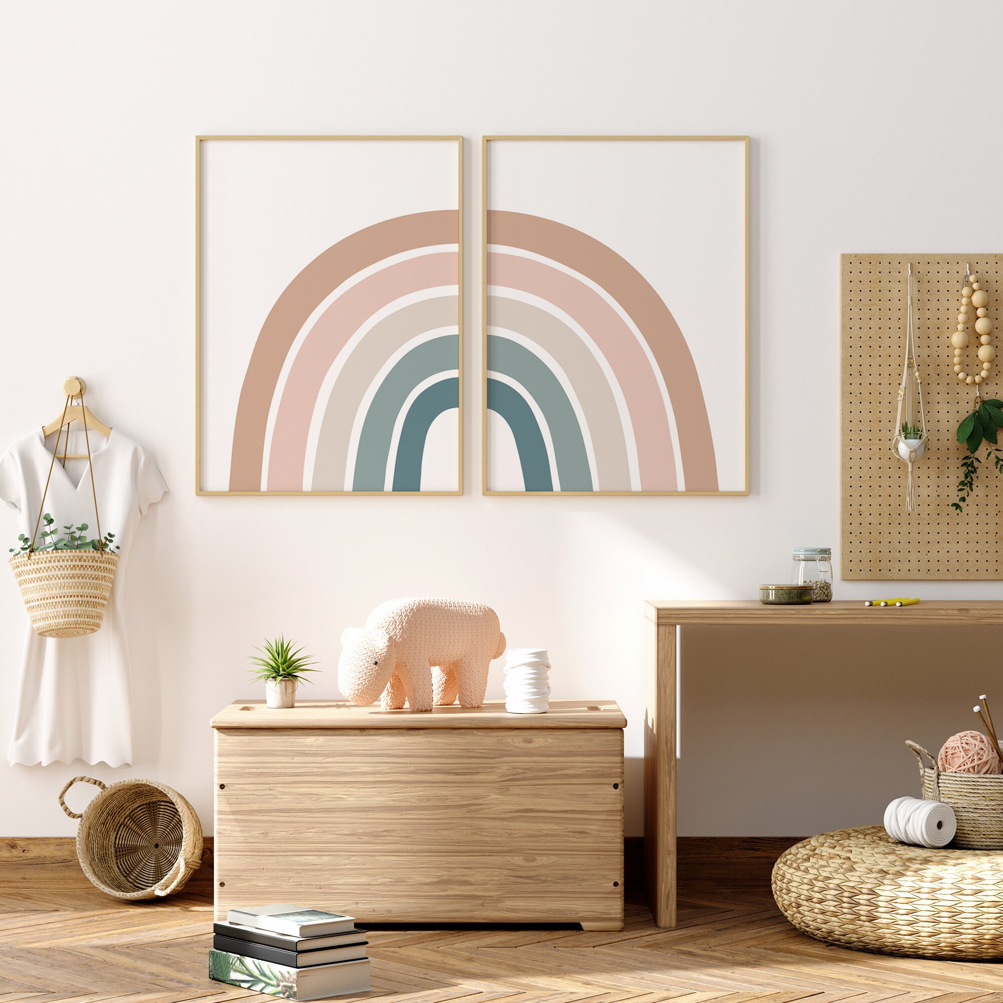 Rainbow Wall Art Neutral Rainbow Print Set of 2 Rainbow Etsy Australia