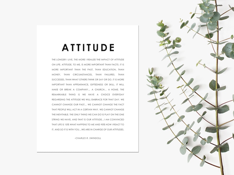 Charles Swindoll Attitude Quote, Charles Swindoll Attitude Print
