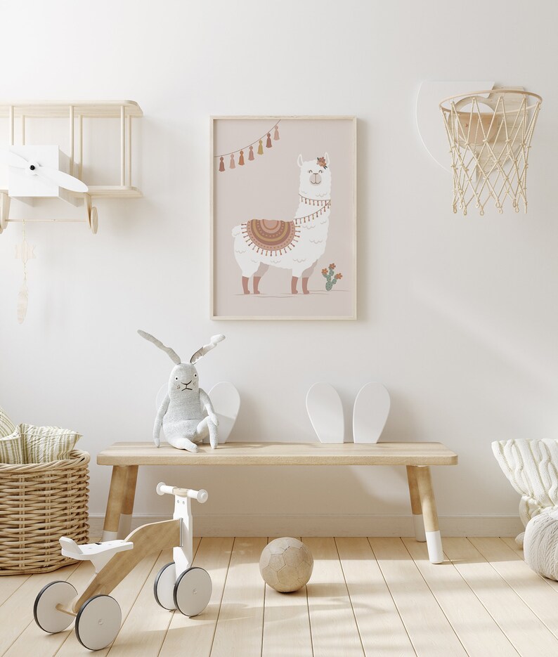 Llama Nursery Wall Art Llama Print Girls Bedroom Decor Girl Etsy