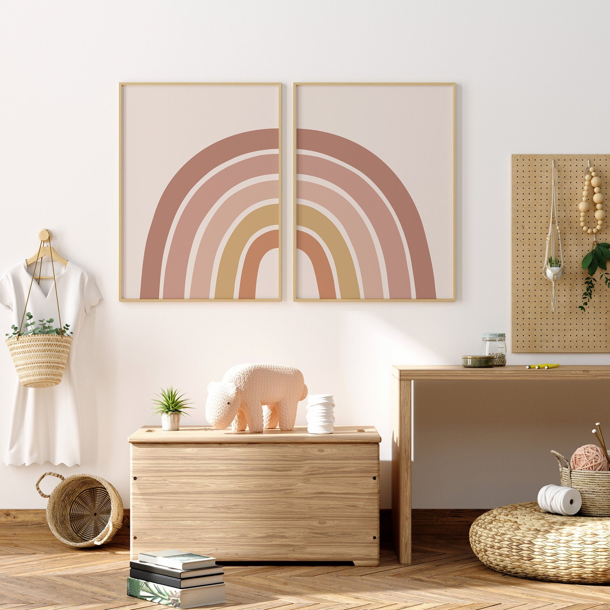 Rainbow Wall Art Set of 2 Rainbow Prints Girls Bedroom Etsy