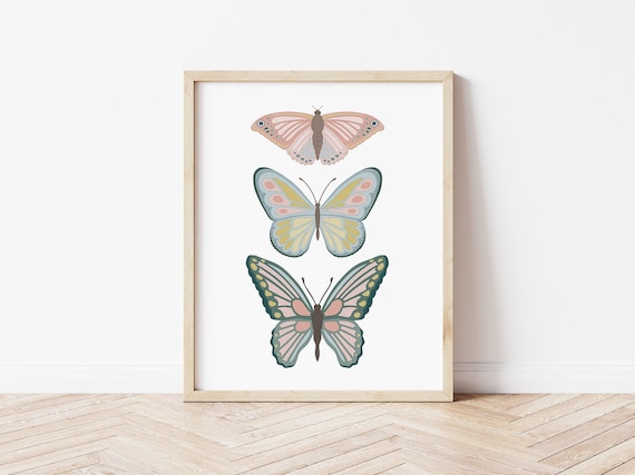 Butterfly Print, Boho Butterfly wall art, boho nursery print, girls nursery print, neutral nursery decor, DIGITAL DOWNLOAD