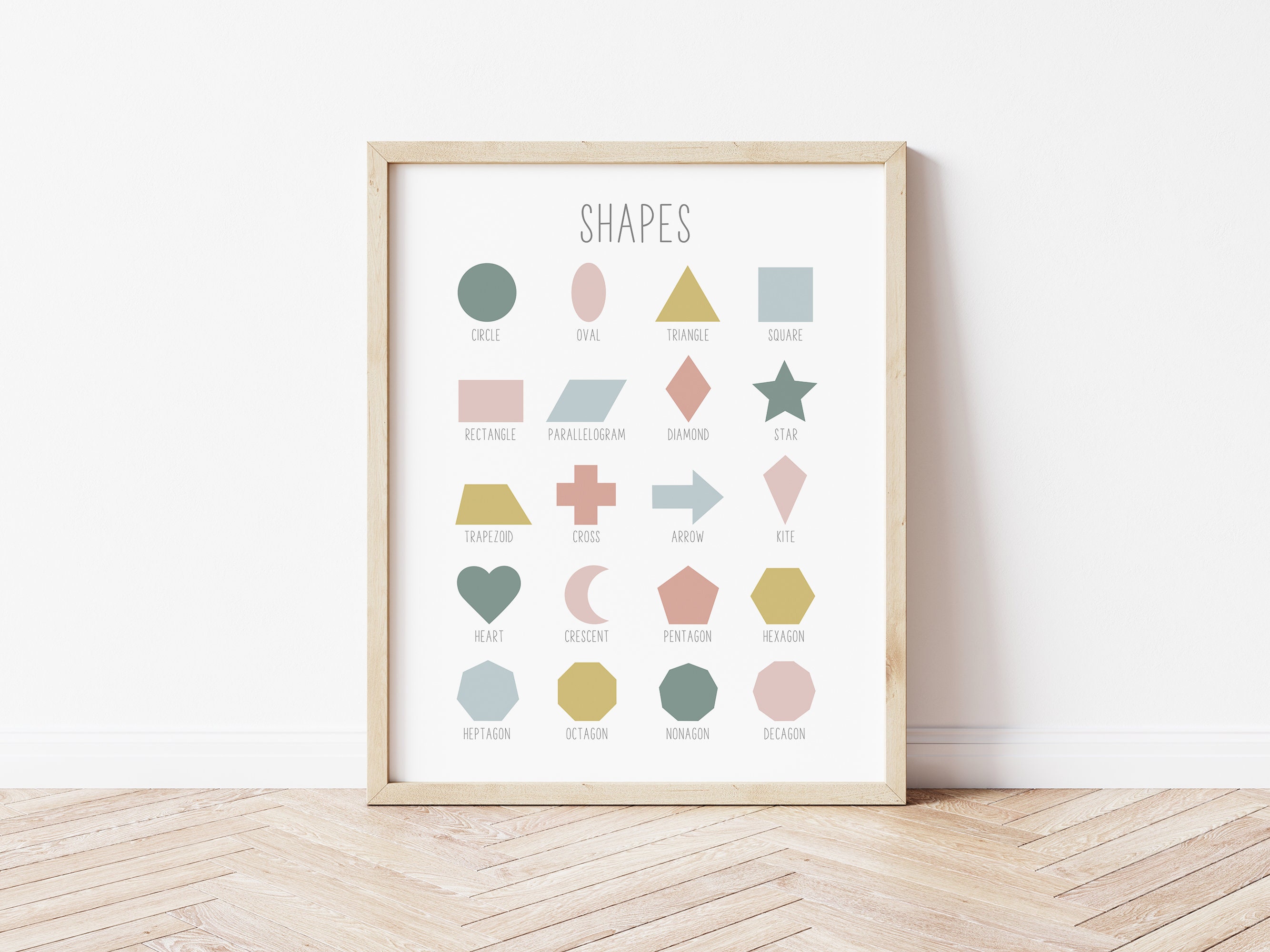 Shapes Poster Shapes Print Educational Prints Girls Nursery - Etsy UK
