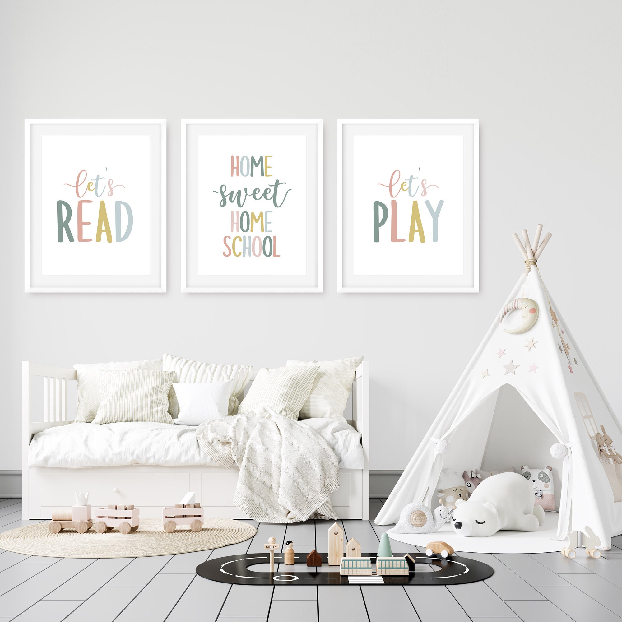 Home sweet homeschool wall art homeschool sign Lets Read Etsy