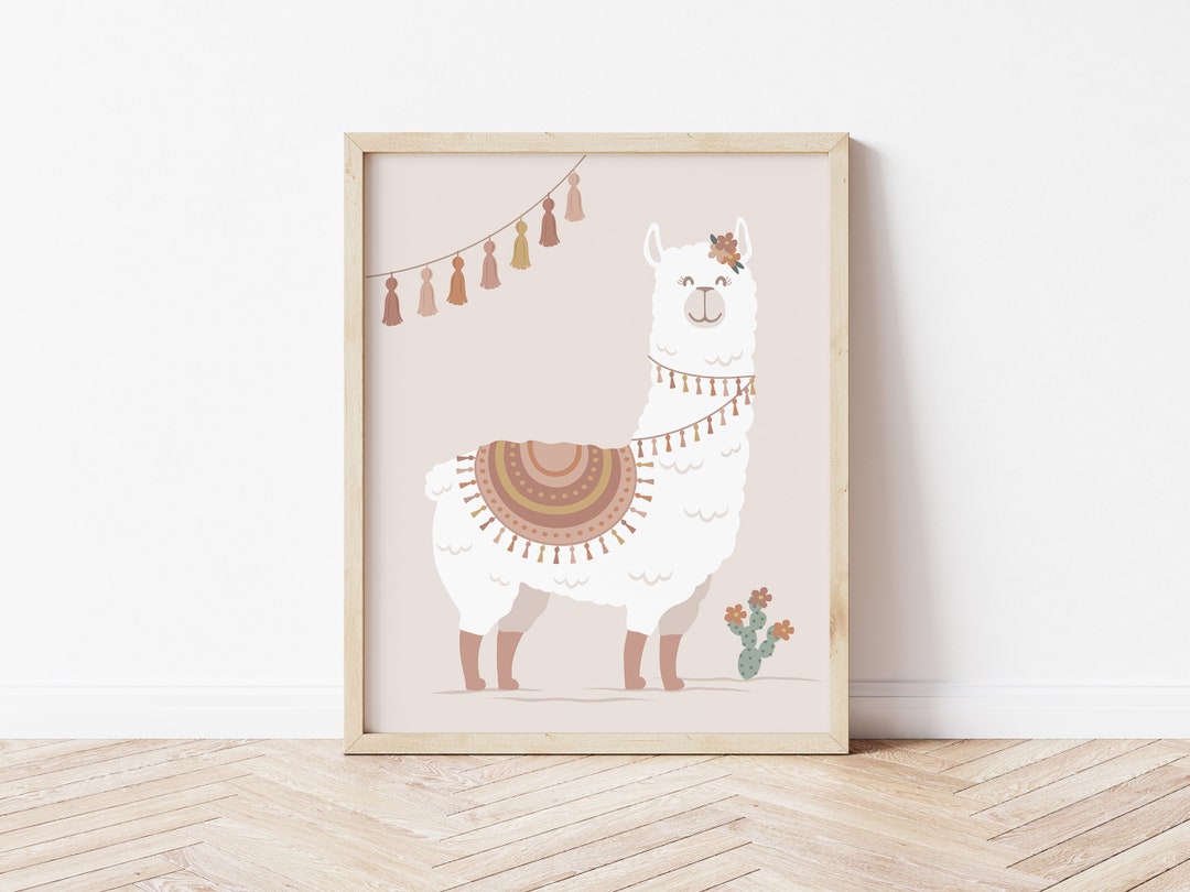 Llama Nursery Wall Art Llama Print Girls Bedroom Decor Girl Etsy