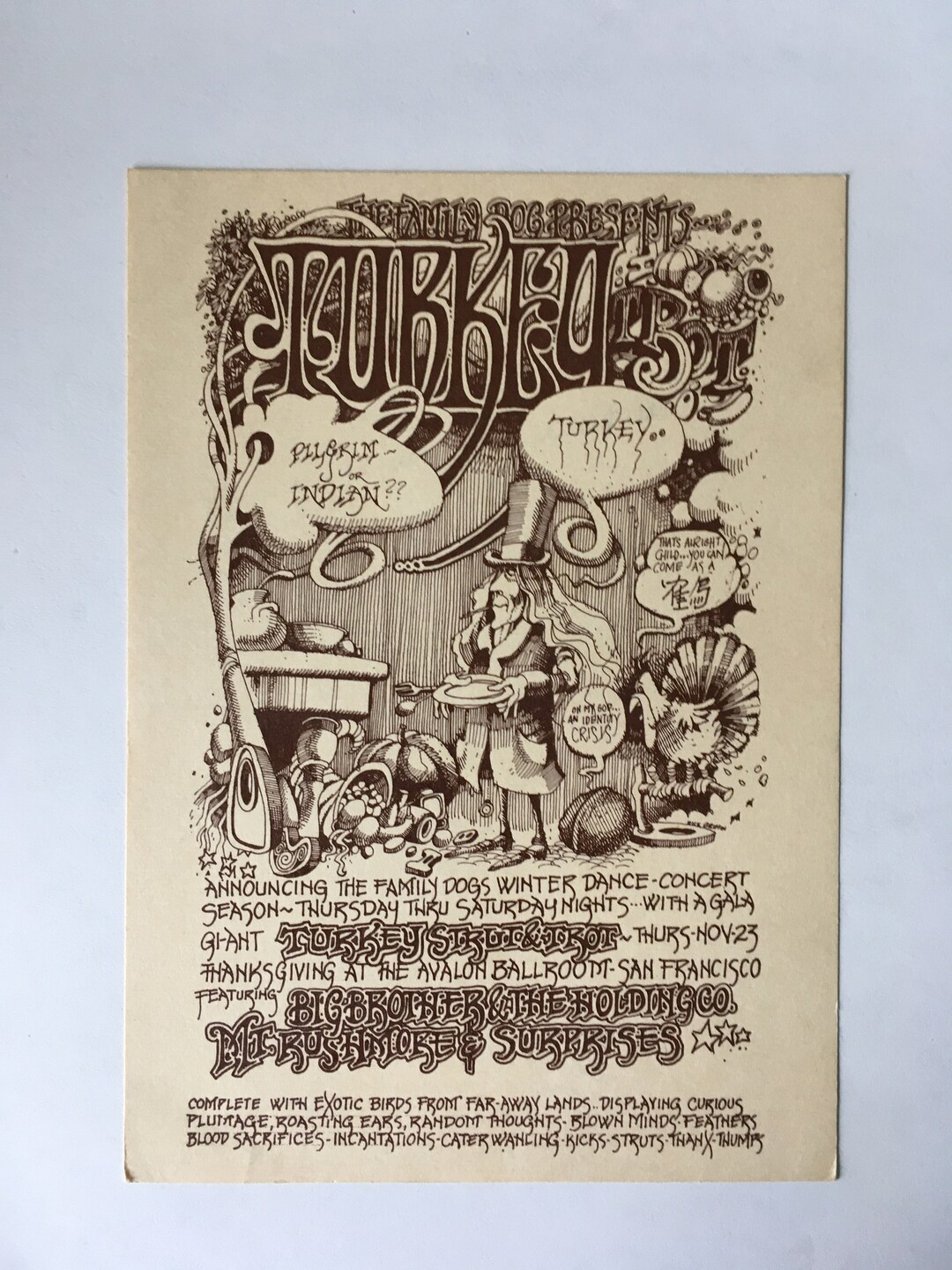 Original 1967 Big Brother Handbill, Psychedelic Art Avalon Ballroom