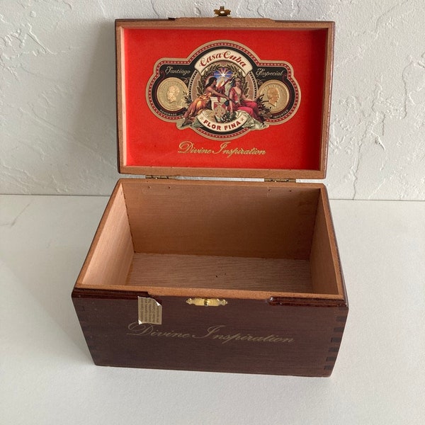 Empty Cigar Box, Divine Inspiration, Casa Cuba, Wooden Jewelry Box