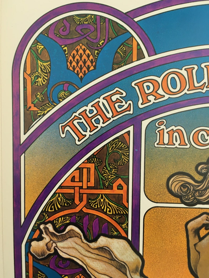 Original Rolling Stones 1969 Let It Bleed Tour Poster Davis Byrd Art Nouveau Tea Lautrec Litho
