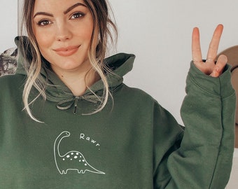 Dinosaur Hoodie, Dino Hoodie, Dinosaur Sweatshirt, Dinosaur Sweater,  Adult Dinosaur Shirt, Dinosaur Hoodies, Oversized Hoodie, Brown Hoodie