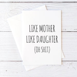 Tarjeta divertida del día de la madre de hija a mamá para mi mamá como madre como hija tarjeta de felicitación en blanco tarjetas sarcásticas