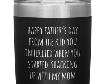 Taza para padrastro, regalos para padrastro, feliz día del padre del niño que heredaste cuando empezaste a compartir con mi mamá, vaso de 20 oz