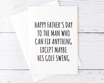 Step Dad Card, Stepdad Fathers Day, Stepdad Gift, Gift For Stepdad, Fathers Day Card, I Love You Dad, Golf Card, Card From Kids, Funny Card
