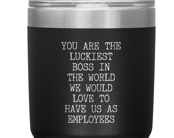Gift for Boss Gift From Employees You are the Luckiest Boss in the World Best Boss Tumbler Insulated Hot Cold Travel Coffee Cup BPA Free