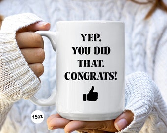 Cadeau nouvel emploi pour lui Cadeau promotion emploi Tasse nouvel emploi Cadeau de félicitations pour homme et femme Tasse à café pouce levé