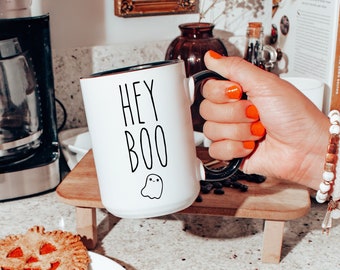Halloween Coffee Mug Witchy Mug Ghost Mug Halloween Gift Hey Boo Mug Coffee Cup Spooky Season Mug Spooky Season Gift Halloween Mugs