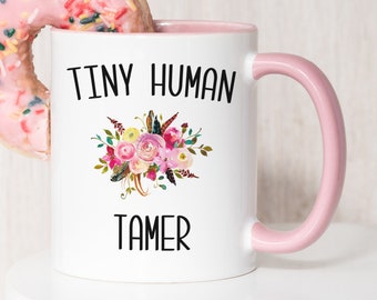 Diminuto domador humano taza proveedor de guardería regalos divertido trabajador de cuidado infantil taza de café proveedor de cuidado infantil presente maestro de preescolar escuela primaria