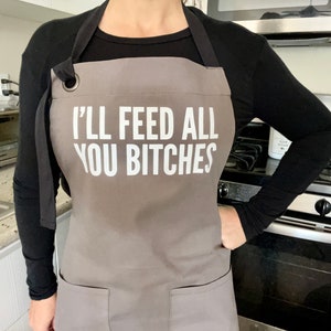 Chef Apron Mens Apron Grilling Apron Funny Apron for Men for Women Cooking Apron Men Apron with Pockets BBQ Apron I'll Feed You Bitches image 2