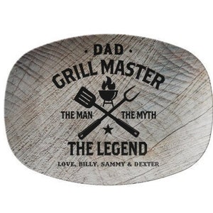 Custom Name Plate Birthday Gift for Men Gift for Husband Personalized Serving Plate Grill Master Platter Grilling Gift Meat Plate BBQ Gift