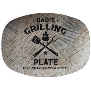 Dad&#39;s Grilling Plate Custom Dad Gift Personalized Papa Gift Fathers Day Gift for Grandpa Serving Platter Serving Plate Meat Plate BBQ Gift