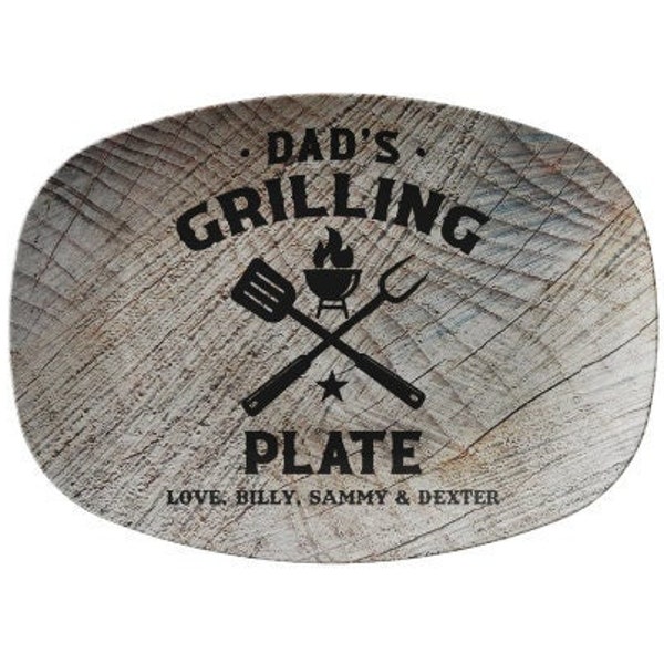 Dad's Grilling Plate Custom Dad Gift Personalized Papa Gift Fathers Day Gift for Grandpa Serving Platter Serving Plate Meat Plate BBQ Gift