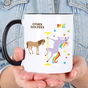 Funny Golfer Gifts for Women Men Golf Mug Golfer Birthday Present Golfing Gift Ideas Coffee Cup Pole Dancing Rainbow Unicorn Golfing Gifts