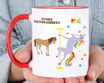 Funny Programmer Mug Computer Programmer Birthday Present Computer Coder Gifts Pole Dancing Unicorn Coffee Cup Woman Programmer Gift 11oz